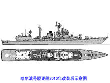 哈尔滨号驱逐舰2010年改装后示意图
