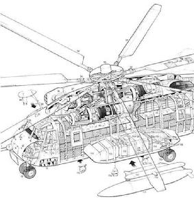Cut away view of CH-53E CH-53E剖析图